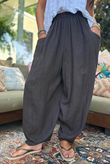 Sandbar Linen Blend Bloom Barrel Pant Chocolate